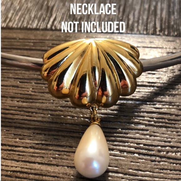 MARVELLA  Shell with Faux Pearl Drop Slide Pendant - Picture 12 of 12